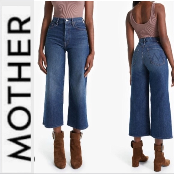 NWT Mother Superior Tomcat roller shorty cropped wide leg jeans size 29 - Picture 1 of 11